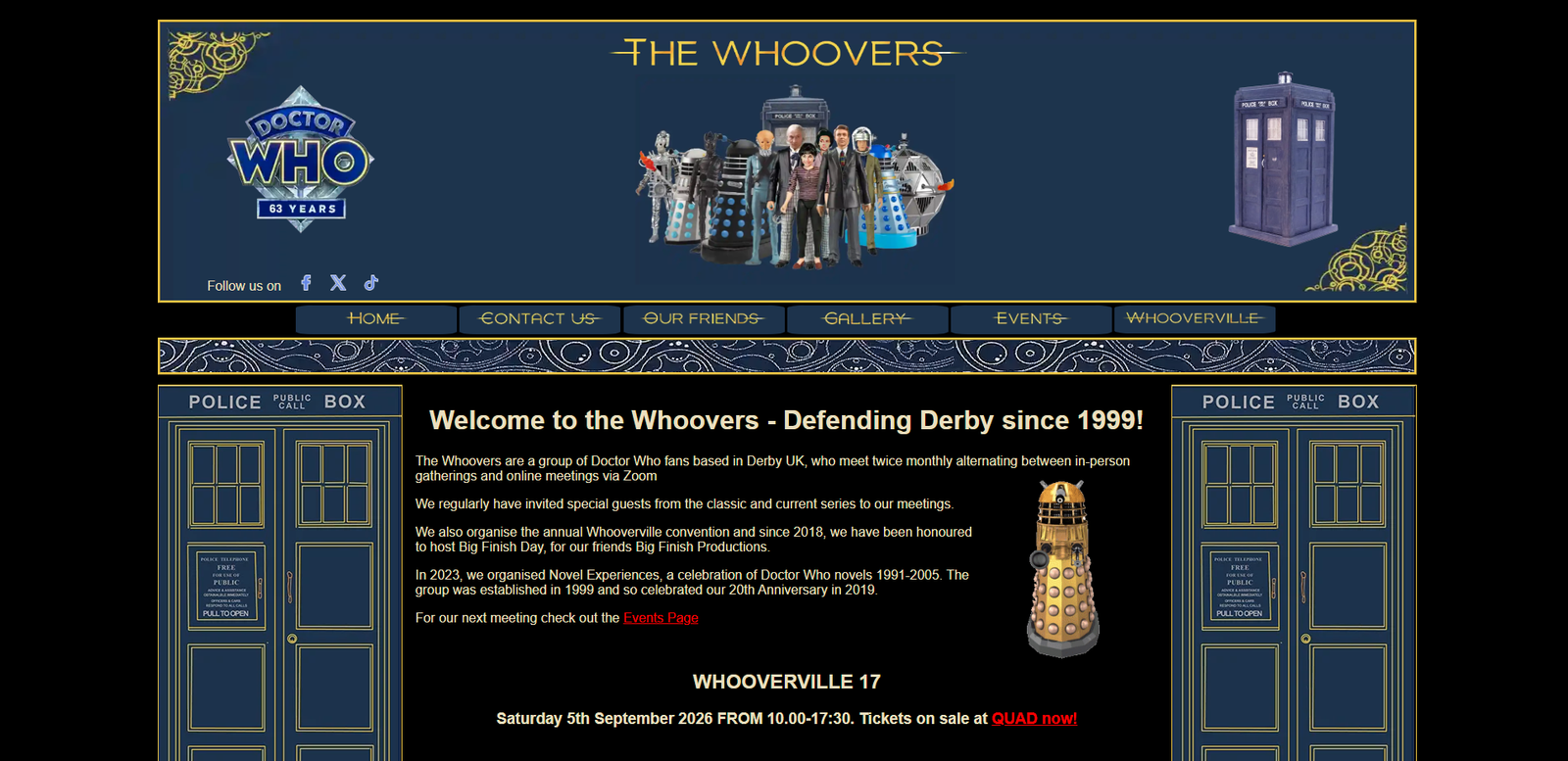 The Whoovers website shown on screen